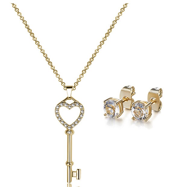 Mestigé Pendant & Earring Set With Swarovski® Crystals - Gold Mestigé Pendant & Earring Set With Swarovski® Crystals - Gold