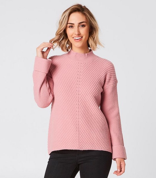 Funnel Neck Textured Jumper