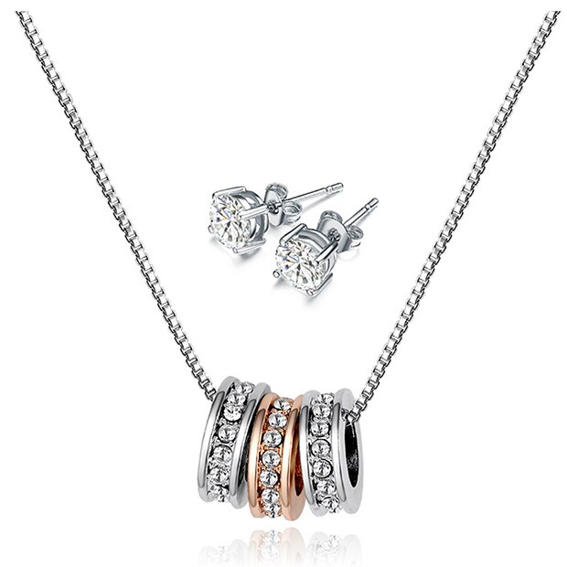 Mestigé Crystal Necklace & Earring Set With Swarovski® Crystals - Silver Mestigé Crystal Necklace & Earring Set With Swarovski® Crystals - Silver