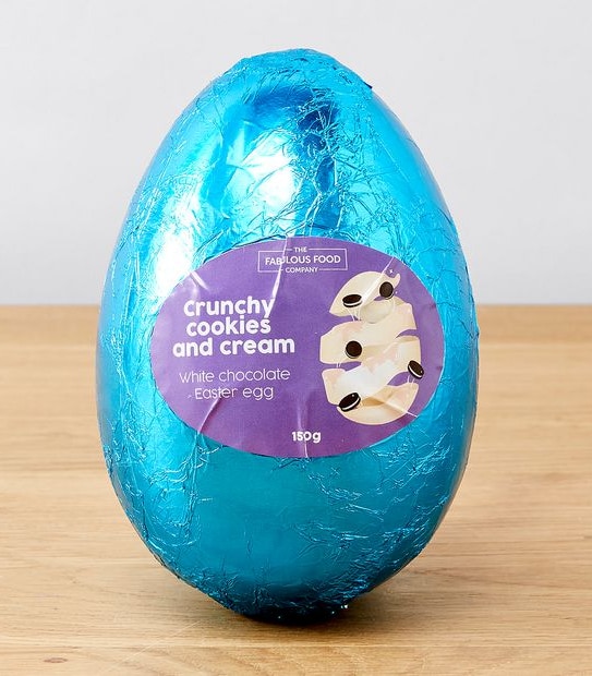 The Fabulous Food Company Crunchy Cookies & Cream White Chocolate Easter Egg UTZ - 150g
