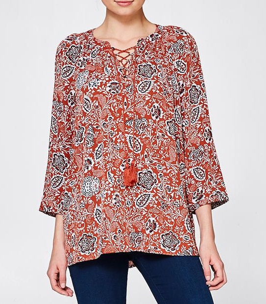 Lace-Up Peasant Top 2 of 4