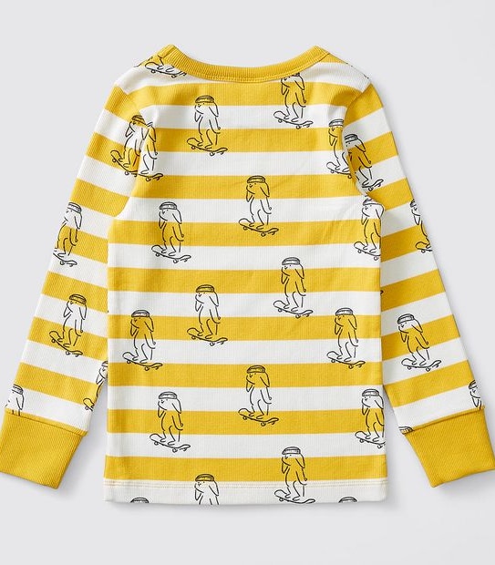 Bunny Print Striped Pyjama Set - Yellow
