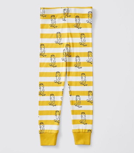 Bunny Print Striped Pyjama Set - Yellow