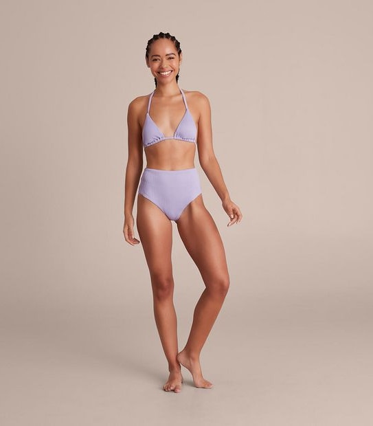 Lily Loves Ribbed Triangle Bikini Swim Top