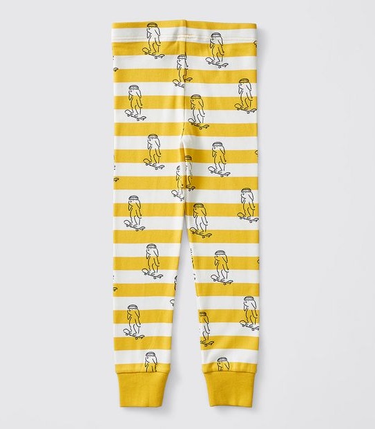 Bunny Print Striped Pyjama Set - Yellow