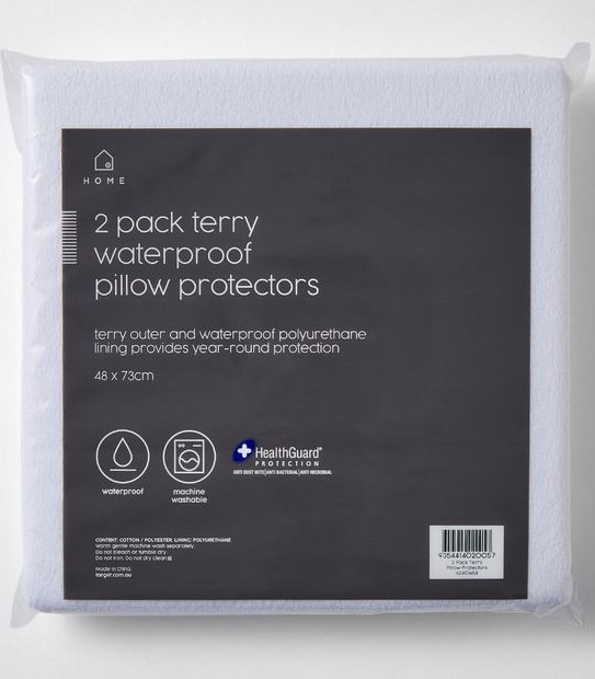 2 Pack Terry Waterproof Pillow Protectors