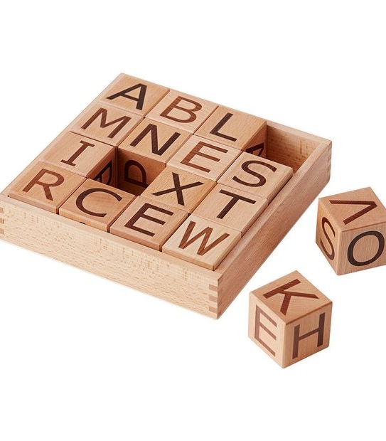 Natural Wooden Alphabet Letter Blocks for Toddlers and Kids