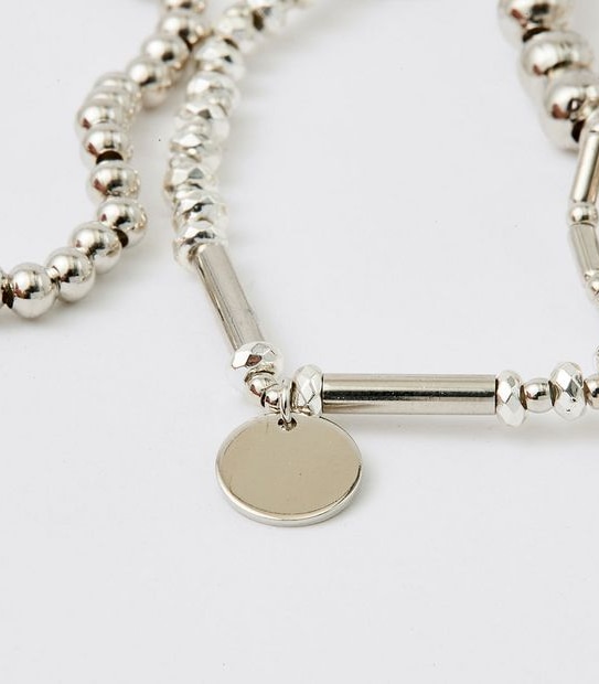 Stretchy Mixed Bead Bracelets - Silver