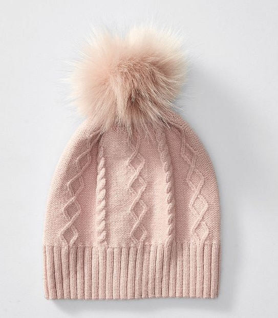 Hilary Cable Knit Pom Pom Beanie