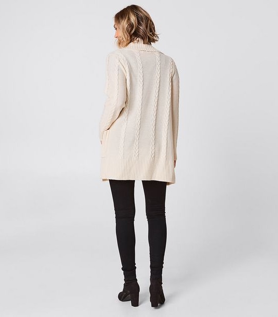 Shawl Collar Cable Knit Cardigan