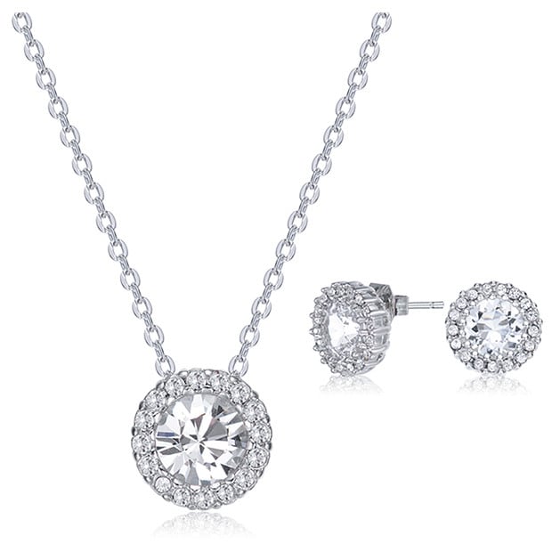 Mestigé Pendant & Earring Set With Swarovski® Crystals - Silver Mestigé Pendant & Earring Set With Swarovski® Crystals - Silver