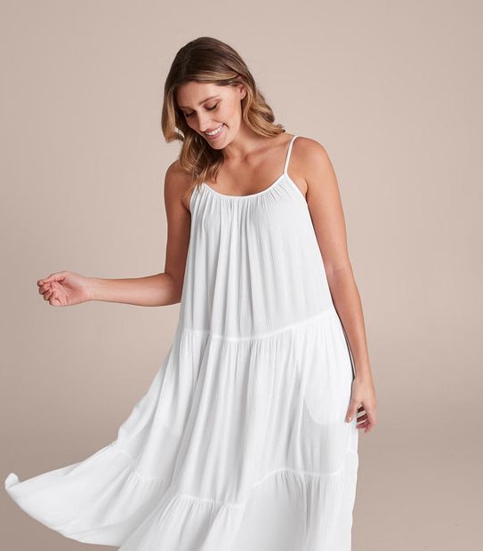Resort Crinkle Tiered Midi Dress