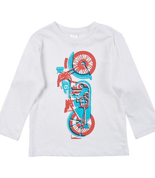 Long Sleeve Motorcycle Print Top
