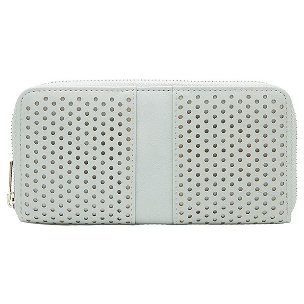 Perforated Zip Around Wallet - Dove Grey Perforated Zip Around Wallet - Dove Grey