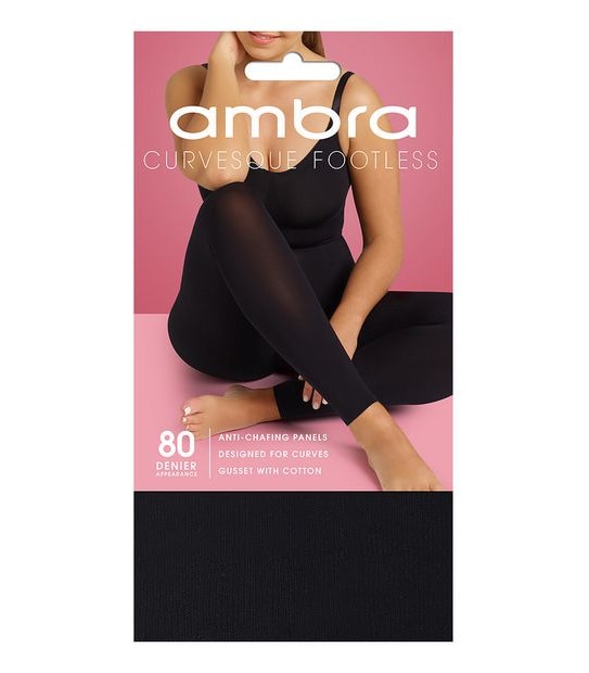 Ambra 1 Pack 80 Denier Curvesque Footless Tights - Black