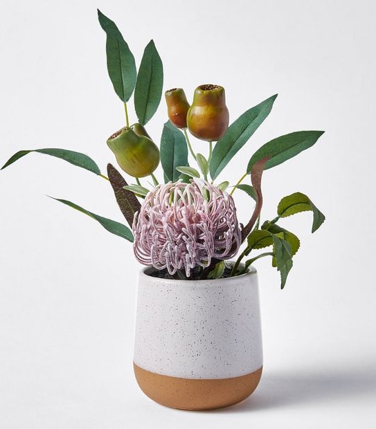 Native Australiana Arrangement in Reactive Glaze Pot