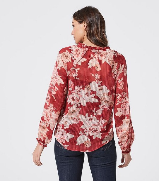 Ellie Peasant Blouse - Red Floral