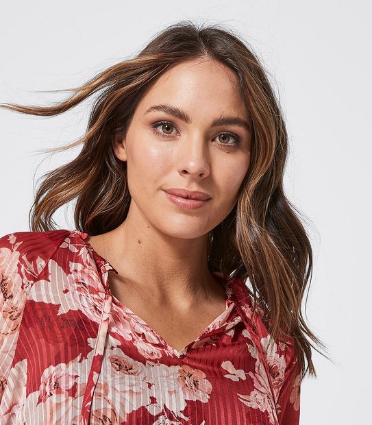 Ellie Peasant Blouse - Red Floral