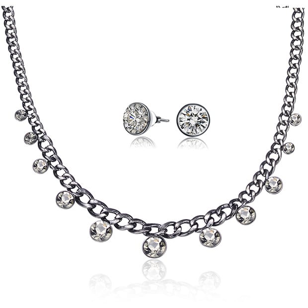 Mestigé Necklace & Earring Set With Swarovski® Crystals - Silver Mestigé Necklace & Earring Set With Swarovski® Crystals - Silver