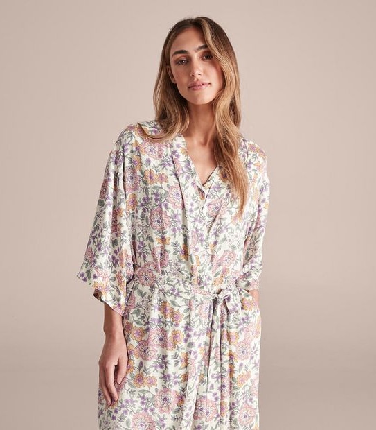 Woven Viscose Satin Kimono