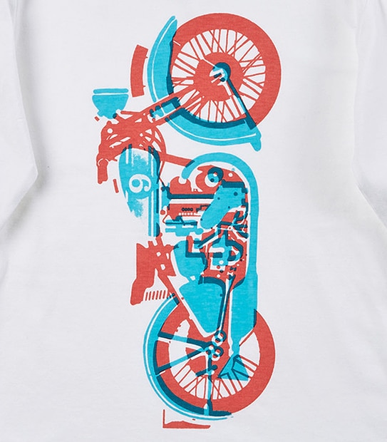 Long Sleeve Motorcycle Print Top
