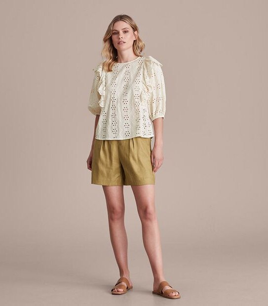 Preview 3/4 Sleeve Broderie Ruffle Top