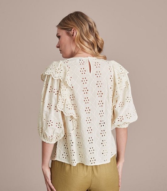 Preview 3/4 Sleeve Broderie Ruffle Top