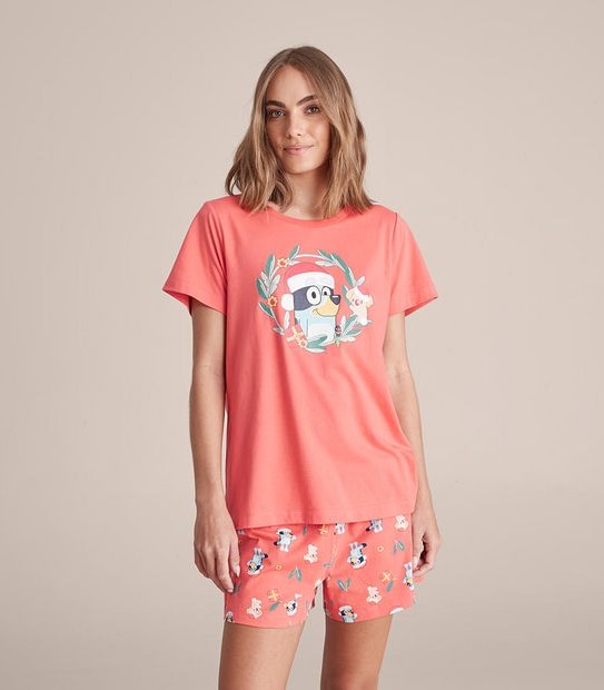 Womens Family Matching Bluey Christmas Cotton Pyjama Set