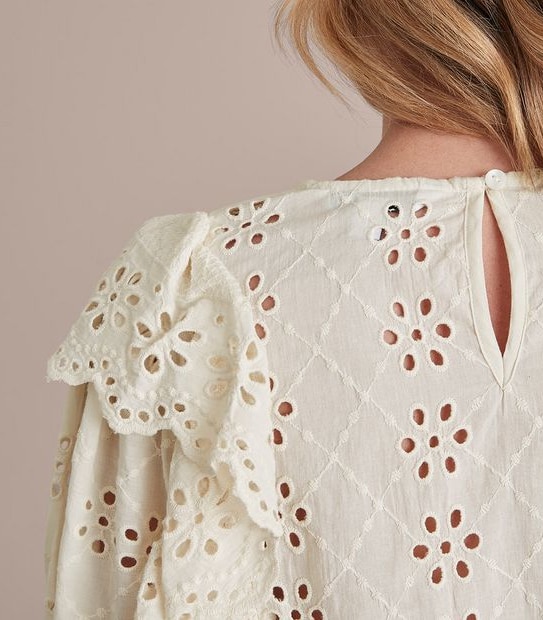Preview 3/4 Sleeve Broderie Ruffle Top