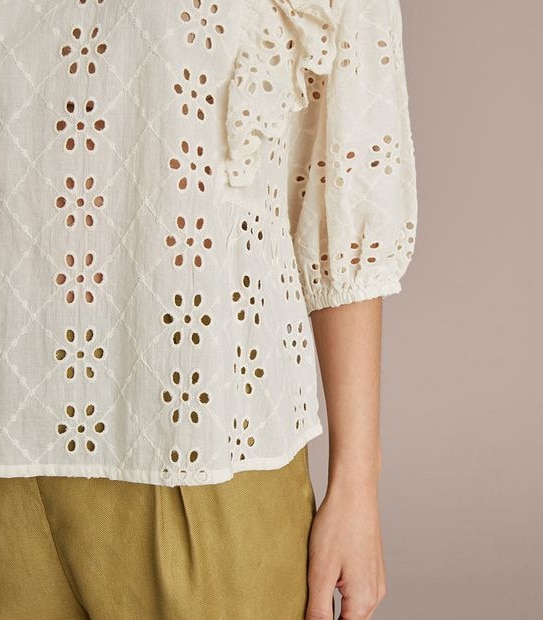 Preview 3/4 Sleeve Broderie Ruffle Top