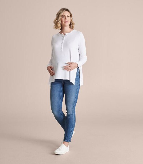 Maternity Long Sleeve Ribbed Split Henley T-Shirt 4 of 6