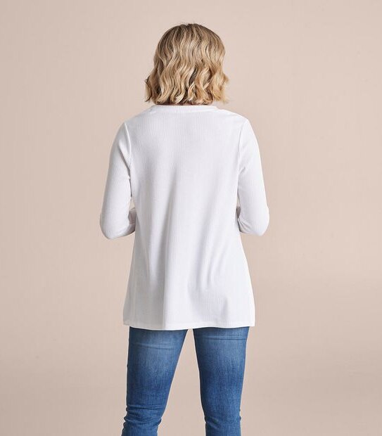 Maternity Long Sleeve Ribbed Split Henley T-Shirt 3 of 6