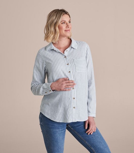 Maternity Linen Blend Woven Shirt