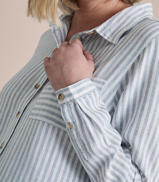 Maternity Linen Blend Woven Shirt