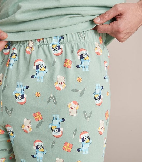 Mens Bluey Christmas Matching Cotton Pyjama Set