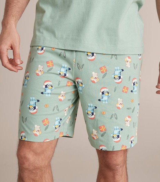 Mens Bluey Christmas Matching Cotton Pyjama Set