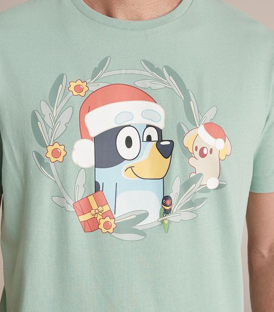 Mens Bluey Christmas Matching Cotton Pyjama Set