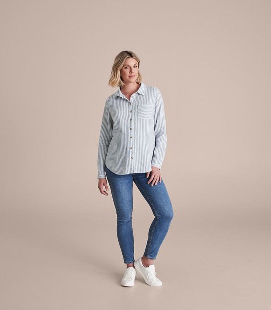 Maternity Linen Blend Woven Shirt