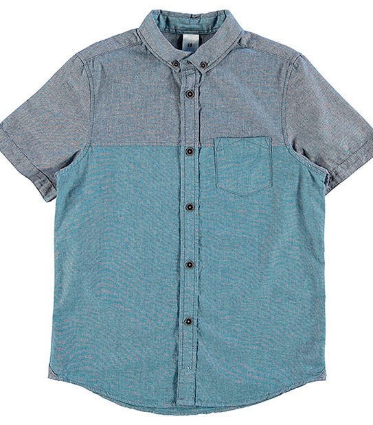 Boys' Short Sleeve Spliced Oxford Shirt