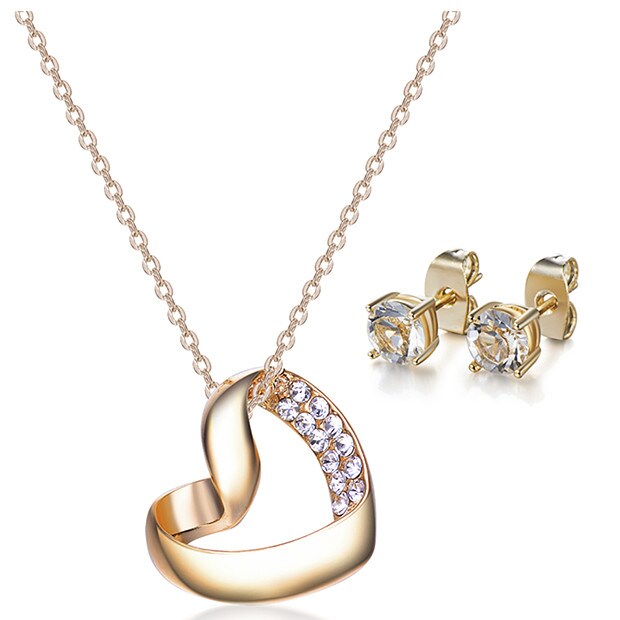 Mestigé Pendant & Earring Set With Swarovski® Crystals - Gold Mestigé Pendant & Earring Set With Swarovski® Crystals - Gold
