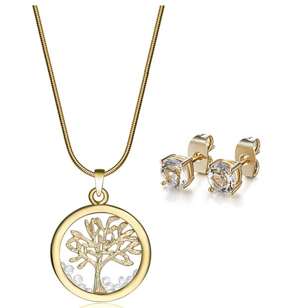 Mestigé Pendant & Earring Set With Swarovski® Crystals - Gold Mestigé Pendant & Earring Set With Swarovski® Crystals - Gold