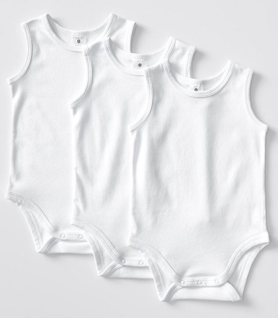 Baby Organic Cotton 3 Pack Sleeveless Bodysuits - White
