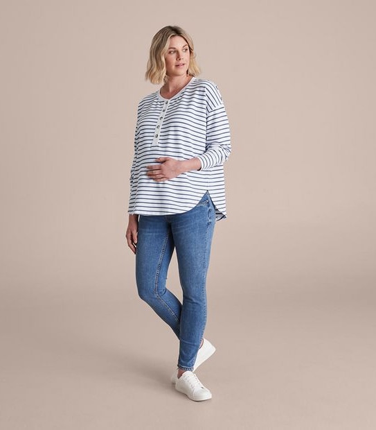 Maternity Long Sleeve Henley T-Shirt