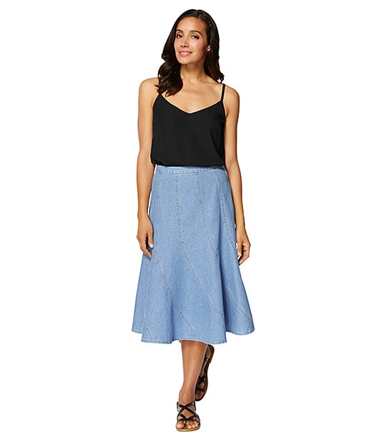 Chambray Gored Skirt