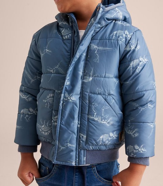 Hooded Puffer Print Jacket