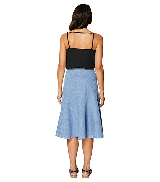 Chambray Gored Skirt