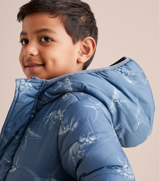 Hooded Puffer Print Jacket