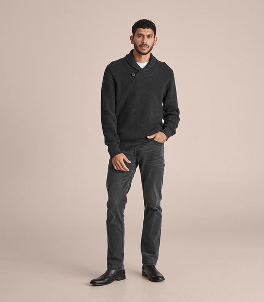 Waffle Shawl Neck Knit Jumper