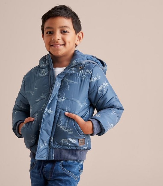 Hooded Puffer Print Jacket