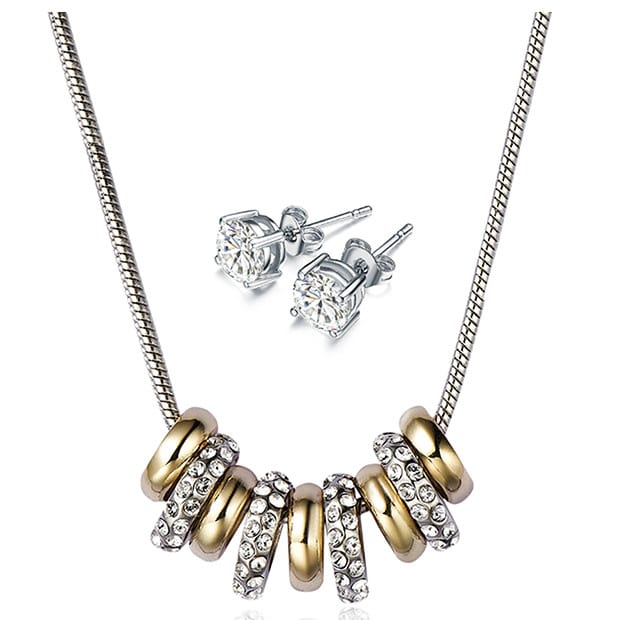 Mestigé Pendant & Earring Set With Swarovski Crystals - Silver Mestigé Pendant & Earring Set With Swarovski Crystals - Silver